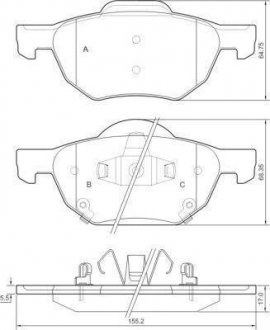 Гальмівні колодки пер. Honda Accord 03-08/CR-V 01-06 (akebono) A.B.S. 37359