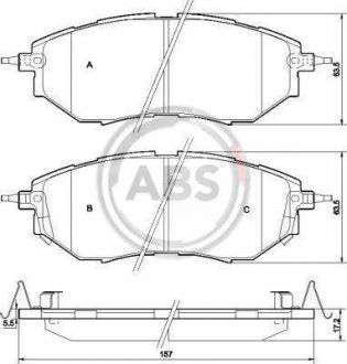 Гальмівні колодки пер. Subaru Legacy IV/Outback 03- (akebono) A.B.S. 37502