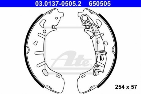 FIAT / JEEP / ALFA ROMEO / LANCIA колодки гальмівні барабанні к-кт ATE 03013705052 (фото 1)