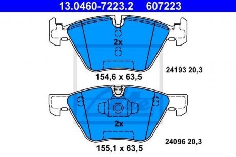 Колодки гальмівні (передні) BMW 1 (E81/E82)/3 (E90-E93)/X1 (E84)/Z4 (E89) 04-16 ATE 13.0460-7223.2