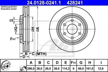 Диск гальмівний (передній) Nissan Navara/ Pathfinder III 05- (296x28) ATE 24.0128-0241.1