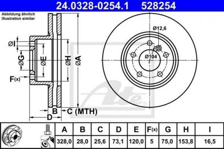 Диск гальмівний (передній) BMW X3 (F25)/X4 (F26) 10- (328x28) B47/N20/N47/N57 ATE 24.0328-0254.1