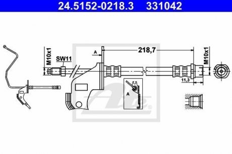 OPEL шланг гальмівний задній лівий ATE 24515202183 (фото 1)