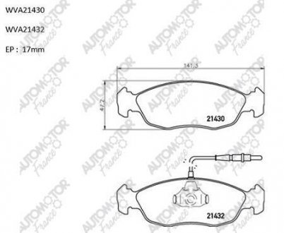 Колодки тормозные передние Citroen Saxo (96-03);Xsara (97-05)/Peugeot 106 (91-), 306 (94-01) AUTOMOTOR France ABP9106