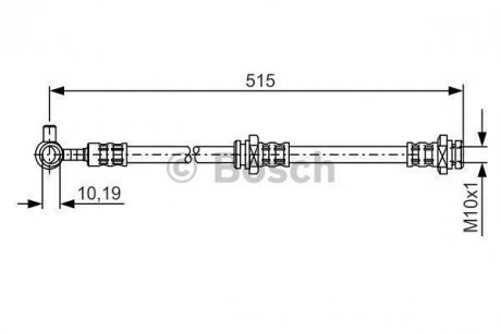 Шланг гальмівний (передній) Nissan X-Trail 01-13 (L) (L=505mm) (M10x1/Banjo) BOSCH 1 987 476 378