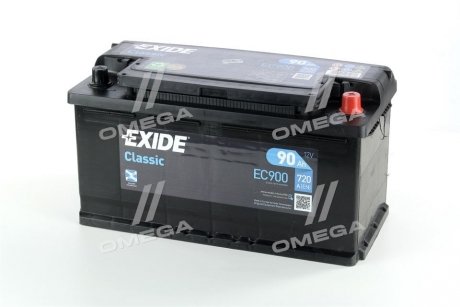 Акумулятор 90Ah-12v CLASSIC (353х175х190), R, EN720 EXIDE EC900 (фото 1)