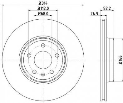 VAG диск гальмівний з покриттям PRO; передн. HELLA 8DD355113881 (фото 1)