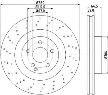 MERCEDES диск гальмівний з покриттям PRO; передн. HELLA 8DD355115401 (фото 1)