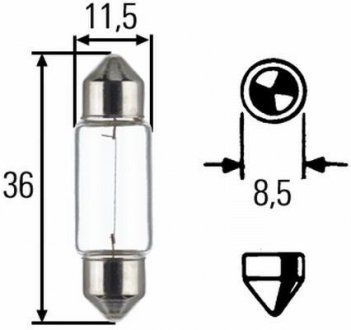 Лампа розжарювання HEAVY DUTY C5W 24V 5W SV 8,58 HELLA 8GM002092241 (фото 1)