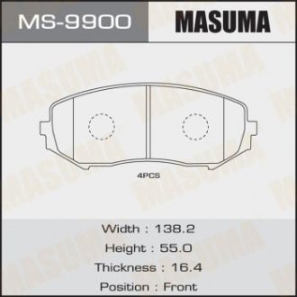 Колодка тормозная MASUMA MS9900