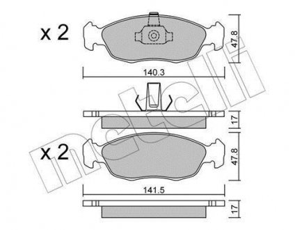 Колодки гальмівні (передні) Peugeot 106/306/Citroen Xsara 93-05 Metelli 22-0156-1