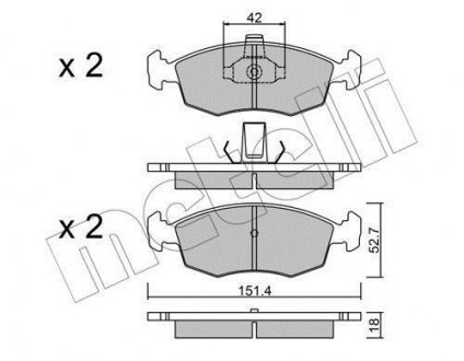 Колодки гальмівні (передні) Fiat Palio 96-/Punto 99-12/Siena 96-12 Metelli 22-0274-3