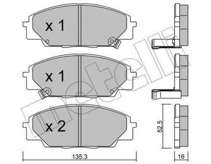 Колодки гальмівні (передні) Honda Civic VII/VIII 99- Metelli 22-0435-0