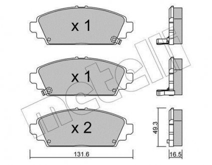 Колодки гальмівні (передні) Honda Accord VI 98-02/Civic VII 01-05 Metelli 22-0463-0