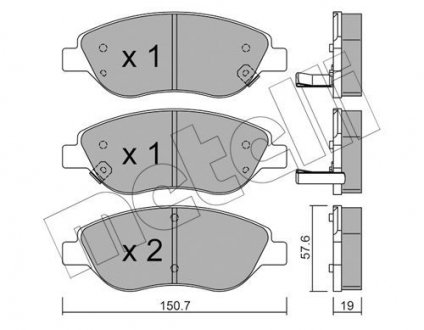 Комплект гальмівних колодок (дискових) Metelli 22-0577-2 (фото 1)
