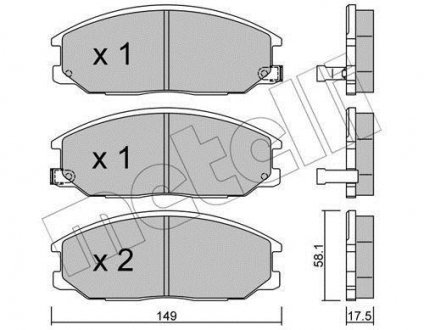 Колодки гальмівні (передні) Hyundai Santa Fe 01-06/Ssangyong Actyon/Kyron/Rexton 05- Metelli 22-0632-0