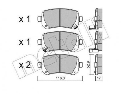 Колодки гальмівні (задні) VW Routan 08-13/Chrysler Grand Voyager 07-/Dodge Journey 08- Metelli 22-0864-0