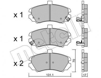 Колодки гальмівні (передні) Hyundai Elantra 00-06 Metelli 22-0884-0