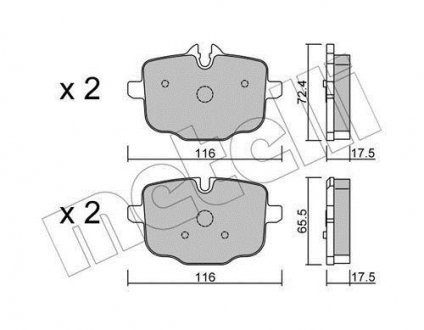 Колодки гальмівні (задні) BMW 5 (F10/F11)/6 (F12/F13)/ 7 (G11/G12)/X5 (G05)/X6 (G06)/X7 (G07) 10- Metelli 22-0921-0