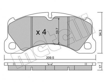 Колодки гальмівні (передні) Porsche Cayenne/Panamera/Macan/VW Touareg 09- Metelli 22-0957-3