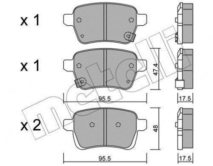 Колодки гальмівні (задні) Fiat 500L 13-/Tipo 15-/Corsa E 14- Metelli 22-1012-0