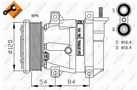 Компресор кондиціонера Chevrolet Aveo/Lacetti 1.2-1.5 03- NRF 32220