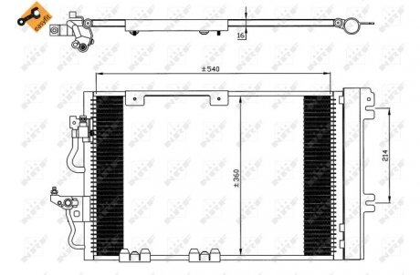Радіатор кондиціонера Opel Astra H 1.2-1.8i 04-14 (540x360x16) NRF 35554 (фото 1)