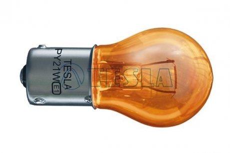 Лампа накала 12V PY21W BAU15s AMBER (оранж) (1-конт)(смещ.цоколь) (кратно 10) TESLA B52301 (фото 1)