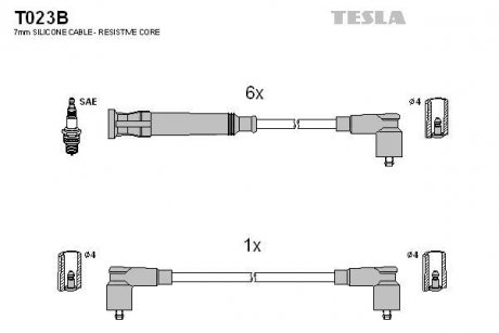 Провода высоковольтные, комплект Bmw 3 (E30), 5 (E28) TESLA T023B (фото 1)