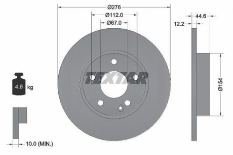Диск гальмівний (передній) MB A-class (W169) 04-12 (276x12.2) PRO TEXTAR 92131803 (фото 1)