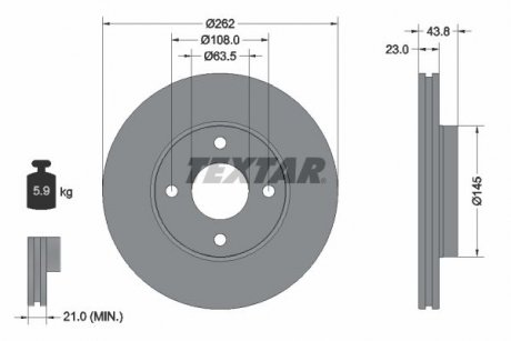 Диск гальмівний (передній) Ford Fiesta VII 17- (262х21) PRO TEXTAR 92292703