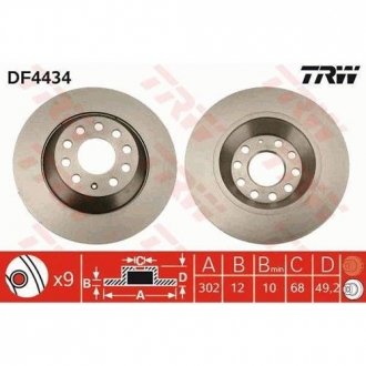 Гальмівний диск зад. A6 (04-11) TRW DF4434 (фото 1)