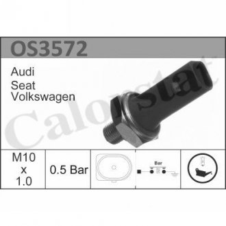 Датчик тиску оливи (0,5bar/1 конт./зелений) VW Caddy III/Golf V 1.0-1.8 95- Vernet OS3572