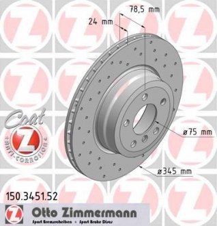 Диск тормозной Sport ZIMMERMANN 150.3451.52 (фото 1)