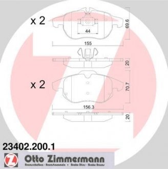 Комплект гальмівних колодок ZIMMERMANN 23402.200.1 (фото 1)