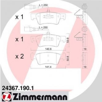 VAG колодки гальмівні дискові, к-кт ZIMMERMANN 243671901