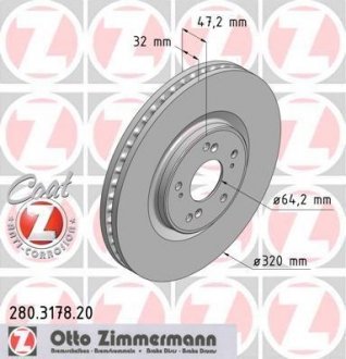 HONDA / ACURA диск гальмівний Coat Z ZIMMERMANN 280317820 (фото 1)