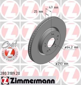 Диск гальмівний ZIMMERMANN 280.3189.20