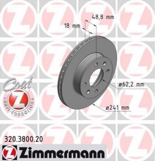 HYUNDAI / KIA диск гальмівний Coat Z ZIMMERMANN 320380020 (фото 1)