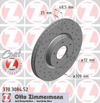 MAZDA диск гальмівний SPORT Z ZIMMERMANN 370308452