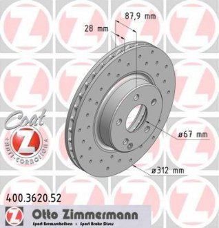 MERCEDES диск гальмівний SPORT Z ZIMMERMANN 400362052 (фото 1)